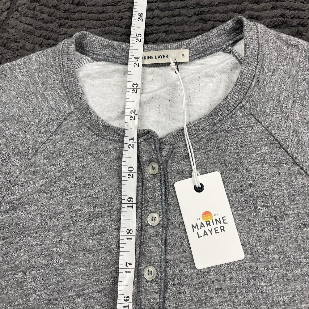 Marine Layer‎ Men's Long Sleeve Henley Shirt Gray Size Small Soft Tri-Blend NWT - Picture 5 of 6